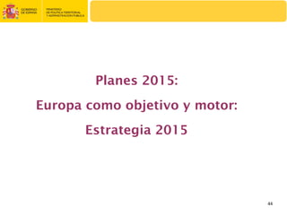 Planes 2015:
Europa como objetivo y motor:
       Estrategia 2015




                                44
 