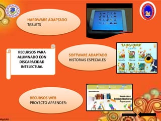 RECURSOS PARA
ALUMNADO CON
DISCAPACIDAD
INTELECTUAL
TABLETS
PROYECTO APRENDER:
HISTORIAS ESPECIALES
 