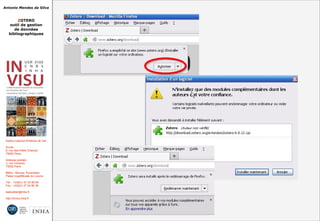 Antonio Mendes da Silva
ZOTERO
outil de gestion
de données
bibliographiques
Institut national d'histoire de l'art
Accès :
6, rue des Petits Champs
75002 Paris
Adresse postale :
2, rue Vivienne
75002 Paris
Métro : Bourse, Pyramides
Palais royal/Musée du Louvre
Tél. : +33(0)1 47 03 89 84
Fax : +33(0)1 47 03 86 36
lesticetlart@inha.fr
http://invisu.inha.fr
 