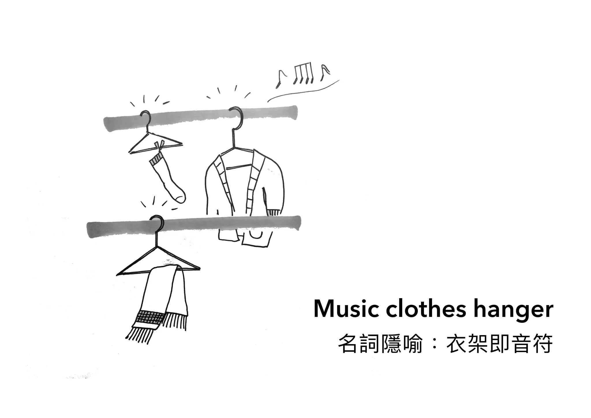 Music clothes hanger
名詞隱喻：衣架即音符
 