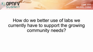 How do we better use of labs we
currently have to support the growing
community needs?
 