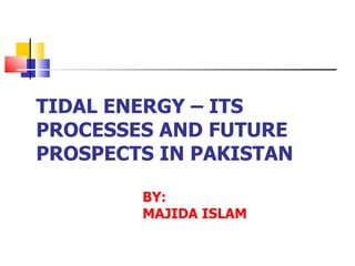 TIDAL ENERGY – ITS PROCESSES AND FUTURE PROSPECTS IN PAKISTAN BY: MAJIDA ISLAM 
