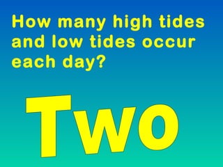 How many high tides
and low tides occur
each day?
 