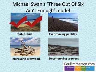At the end of the day the ELF position is that 
students don’t know what’s good for them. 
ELF believes that students are trapped in a false 
consciousness of ‘NS fluency as the ultimate goal’, 
promoted by native speakers wanting to hold on to 
global power. 
 