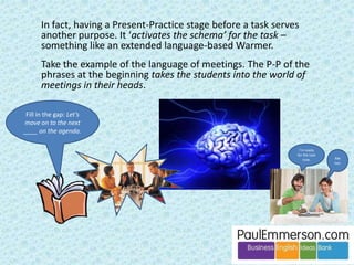 I think Dogme is a method that experienced teachers (and one-to- 
one teachers) arrive at naturally. 
 
An experienced teacher. Note the lack of 
books. This photograph, taken in the 
wild, shows her actually attempting to 
scaffold a student mid-task. 
An inexperienced teacher. 
 