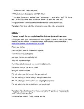 Kindergarten - Lesson plans 1 y 2 | DOCX