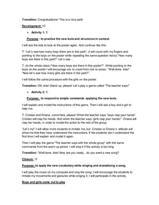 Kindergarten - Lesson plans 1 y 2 | DOCX