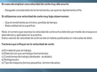 Tiempo procesamiento torno