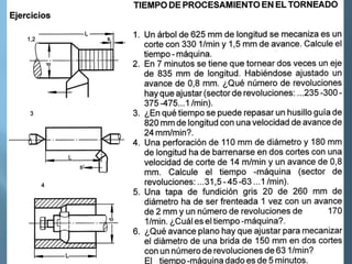 Tiempo procesamiento torno