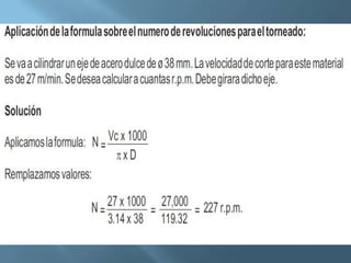 Tiempo procesamiento torno