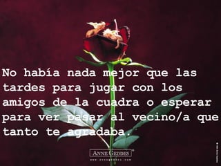 No había nada mejor que las tardes para jugar con los amigos de la cuadra o esperar para ver pasar al vecino/a que tanto te agradaba. 