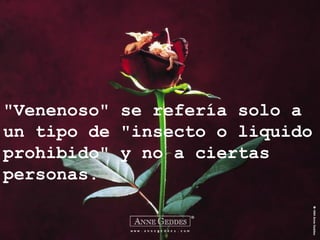 "Venenoso" se refería solo a
un tipo de "insecto o liquido
prohibido" y no a ciertas
personas.
 