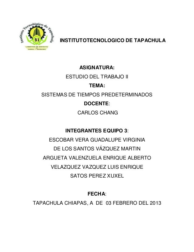 Tiempos Predeterminados Estudio Del Trabajo Ii