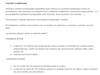 Tiempos verbales en frances