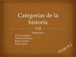 Integrantes:
 Cely Rodríguez
 Thalía Zambrano
 Bairon Dutan
 Karla Tapia
 