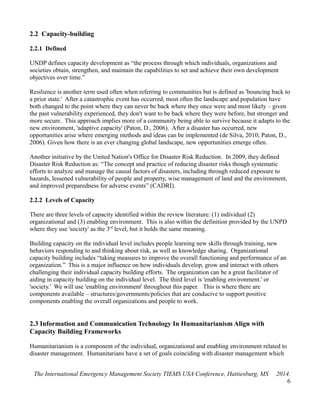 Disaster Management Systems: Building Capacity for Developing Countries ...