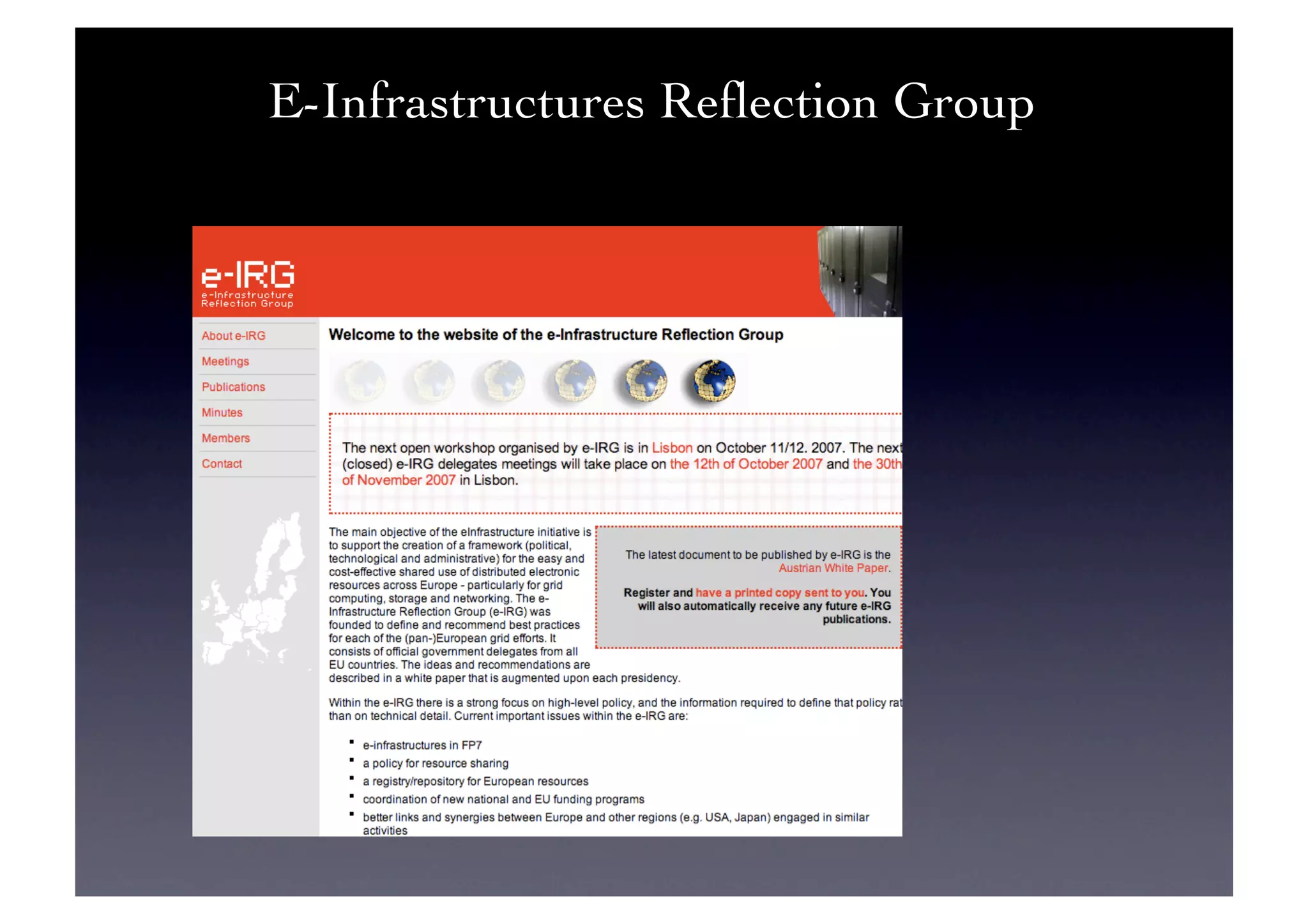E-Infrastructures Reﬂection Group	

 