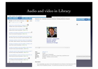 Audio and video in Library	

 