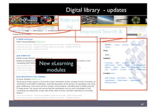 17	

Digital library - updates	

Improved Search 
Filter	

New eLearning
modules	

Rebrand
ing	

 