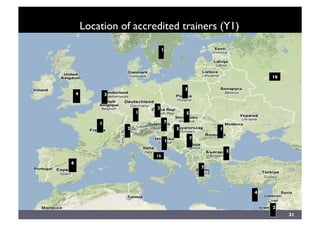 Location of accredited trainers (Y1)	

21	

4
2
71
1
3
6	

7
16	

5
3
1
2
15	

2
5
2
1
4
7
1
 