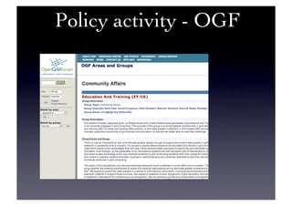 Policy activity - OGF	

 