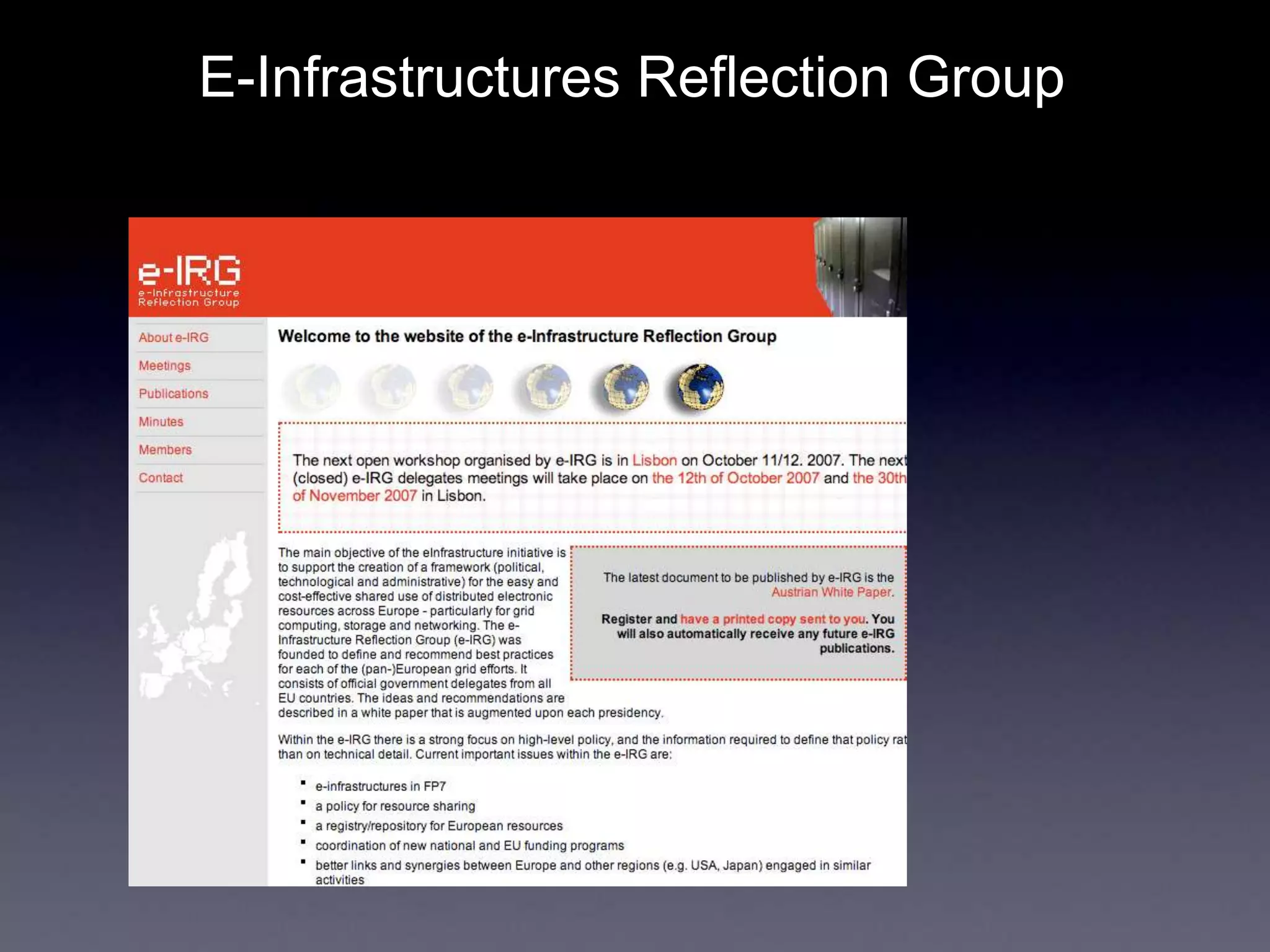 E-Infrastructures Reflection Group
 
