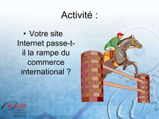Activité :
• Votre site
Internet passe-t-
il la rampe du
commerce
international ?
 