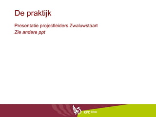 De praktijk Presentatie projectleiders Zwaluwstaart Zie andere ppt 