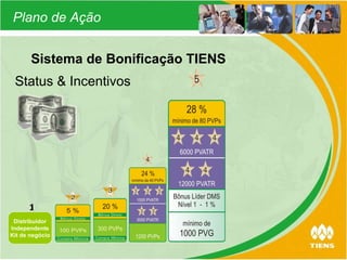 Sistema de Bonificação TIENS Status & Incentivos Plano de Ação Distribuidor Independente Kit de negócio 1 