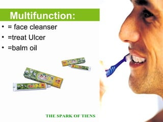 Multifunction:
• = face cleanser
• =treat Ulcer
• =balm oil
 