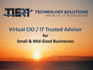 Virtual CIO / IT Trusted Adviser
for
Small & Mid-Sized Businesses
 