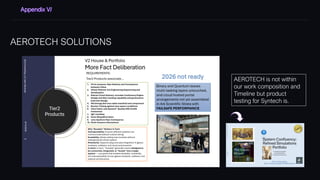 AEROTECH SOLUTIONS
AEROTECH is not within
our work composition and
Timeline but product
testing for Syntech is.
 