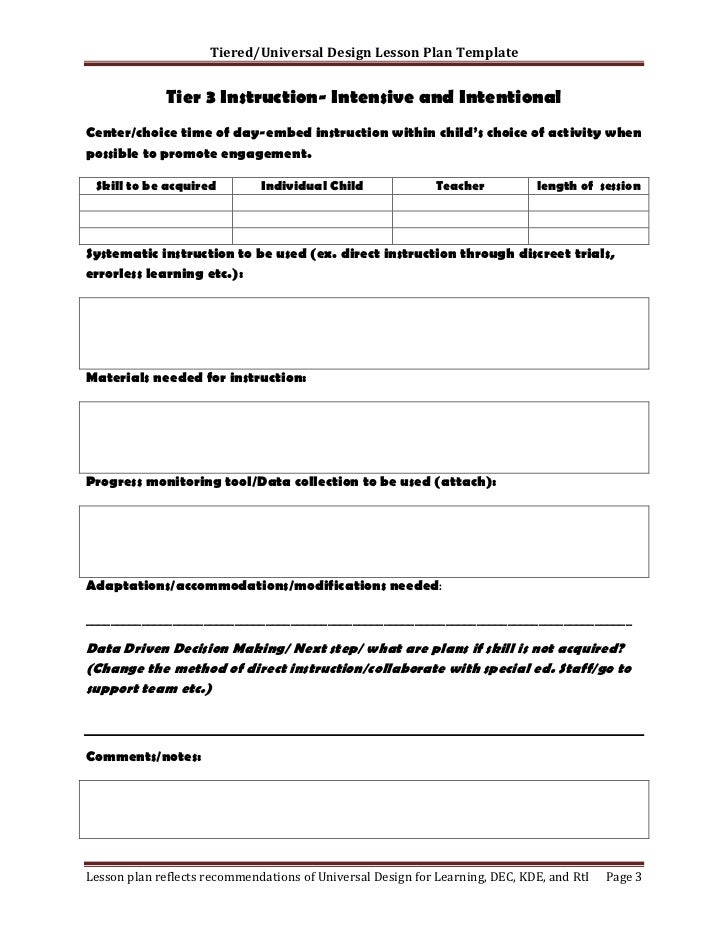tiered lesson plan template