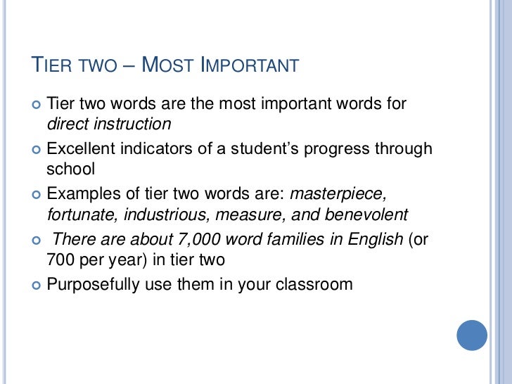 Tiered vocabulary