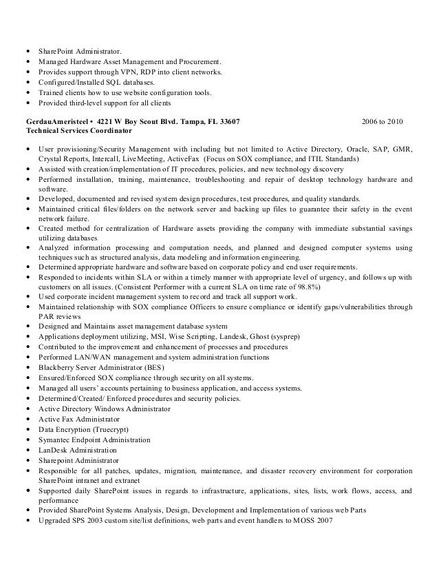 sample networking resume