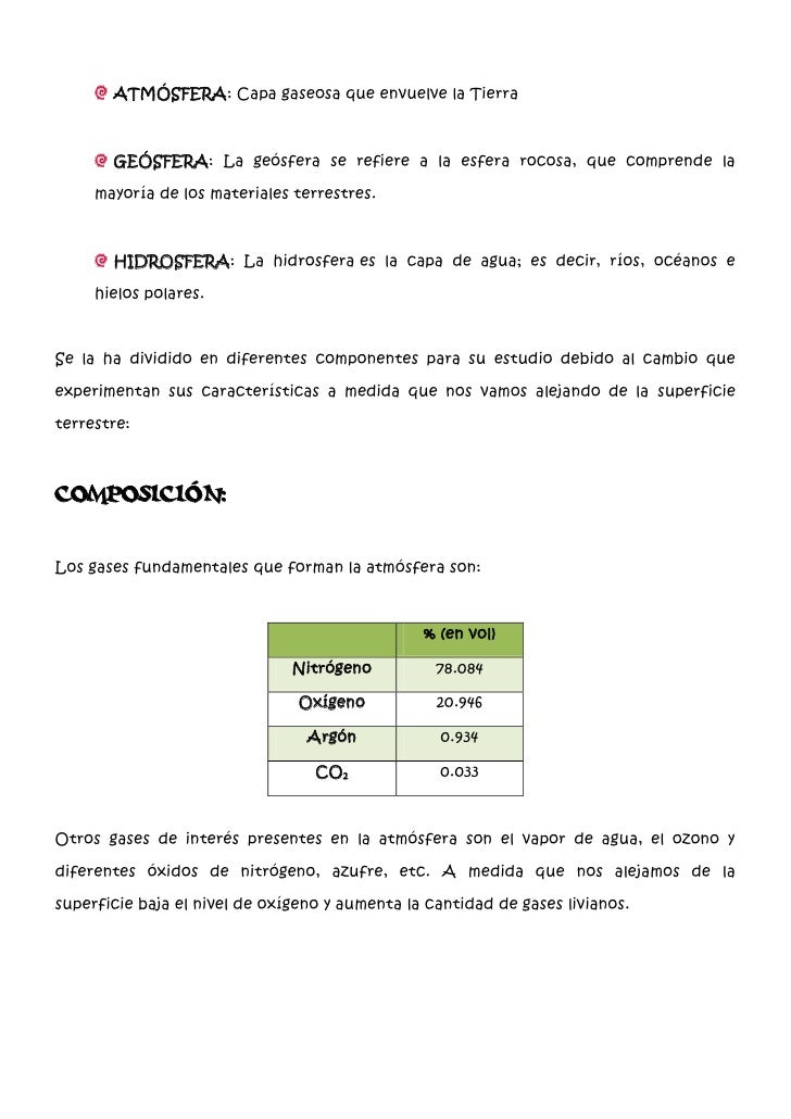 Tierra Atmosfera Geosfera Y Hidrosfera