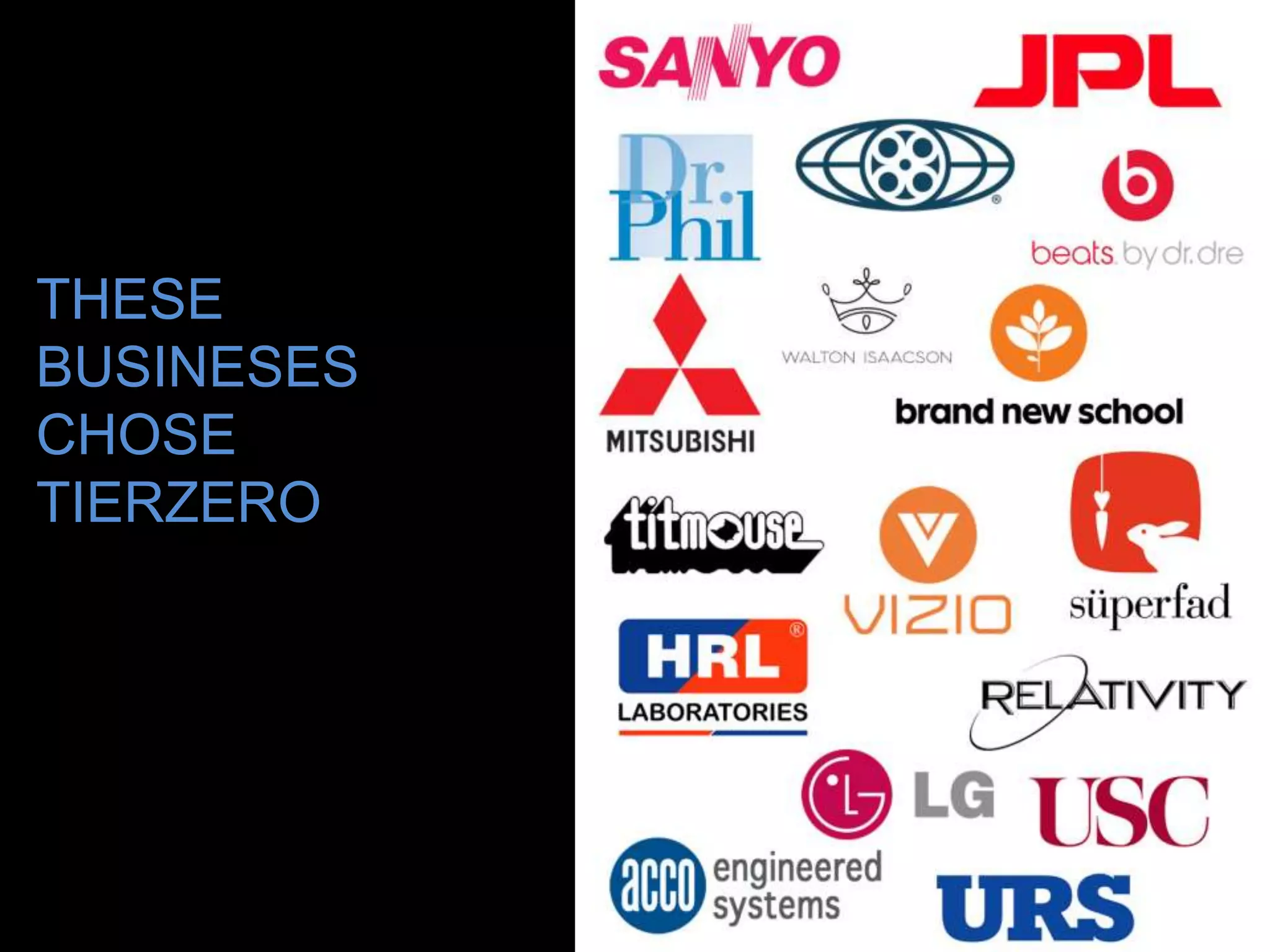 THESE
BUSINESES
CHOSE
TIERZERO
 