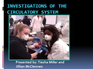 Investigations of the Circulatory System Presented by: Tiesha Miller and Jillian McClennen 