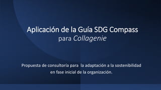 Aplicación de la Guía SDG Compass
para Collagenie
Propuesta de consultoría para la adaptación a la sostenibilidad
en fase inicial de la organización.
 