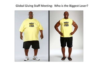Global Giving Staff Meeting: Who is the Biggest Loser?
 