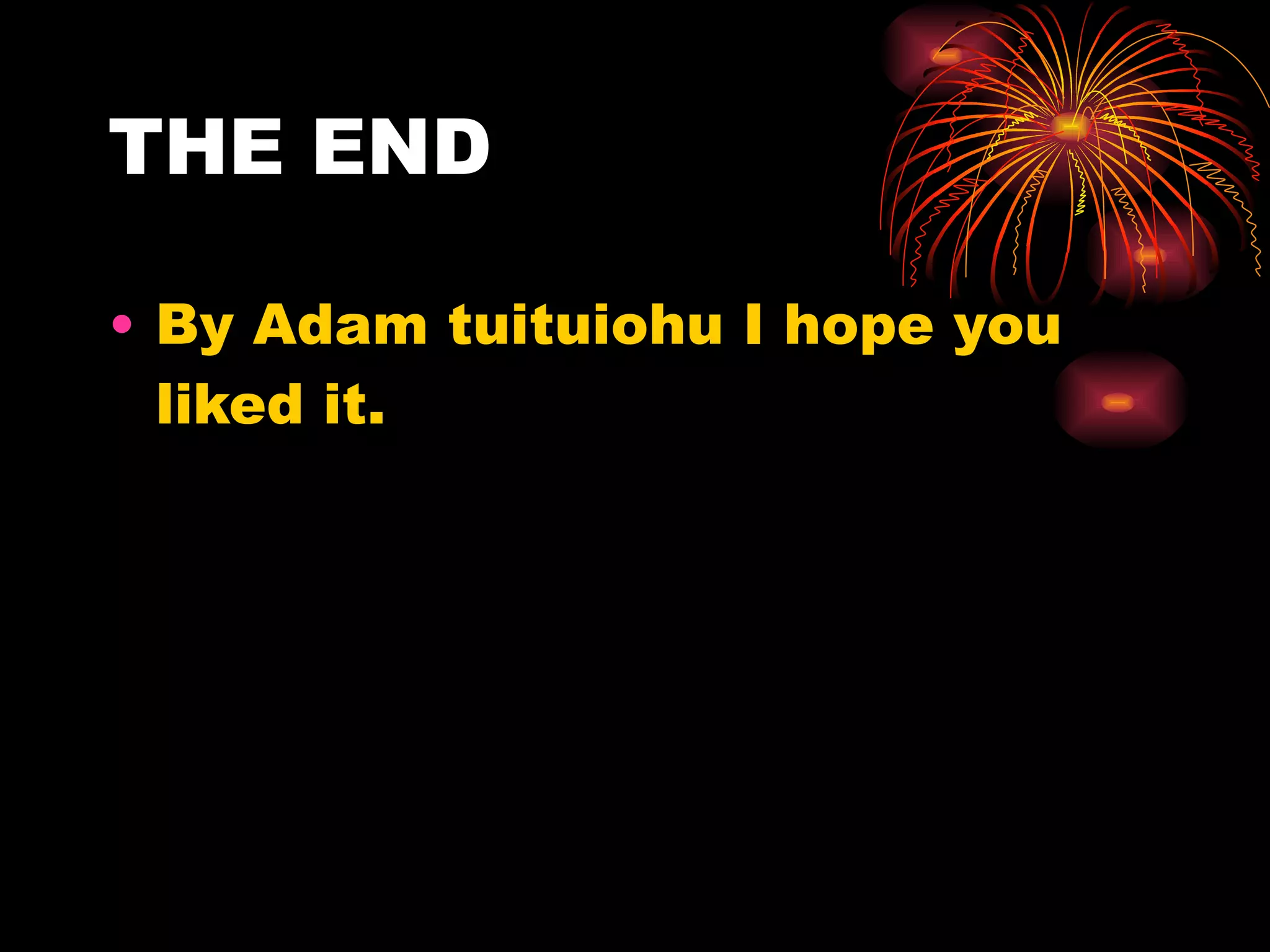 THE END By Adam tuituiohu I hope you liked it. 