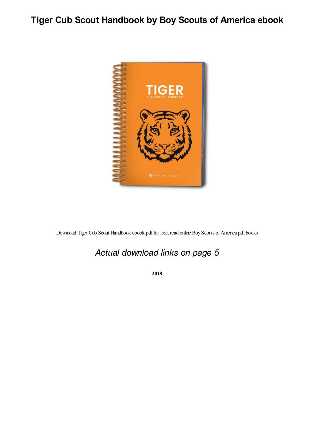 Tiger Cub Scout Handbook by Boy Scouts of America pdf