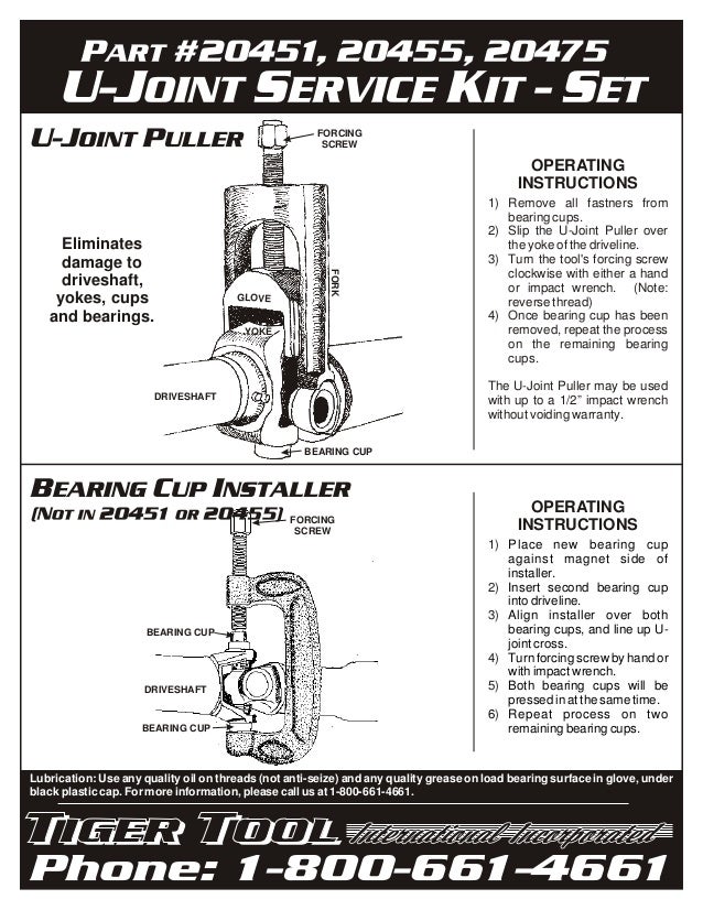 Tiger tool20475ujointservicekitinstructions