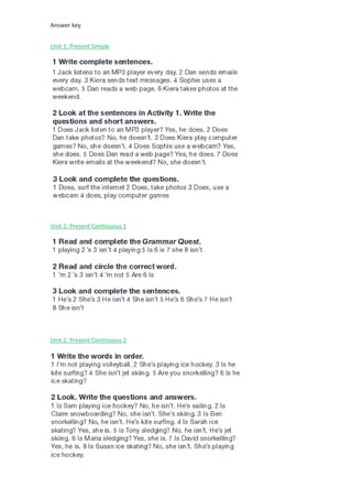 ŶƐǁĞƌ ŬĞǇ
hŶŝƚ ϭ͗ WƌĞƐĞŶƚ ^ŝŵƉůĞ
hŶŝƚ Ϯ͗ WƌĞƐĞŶƚ ŽŶƚŝŶƵŽƵƐ ϭ
hŶŝƚ Ϯ͗ WƌĞƐĞŶƚ ŽŶƚŝŶƵŽƵƐ Ϯ
 