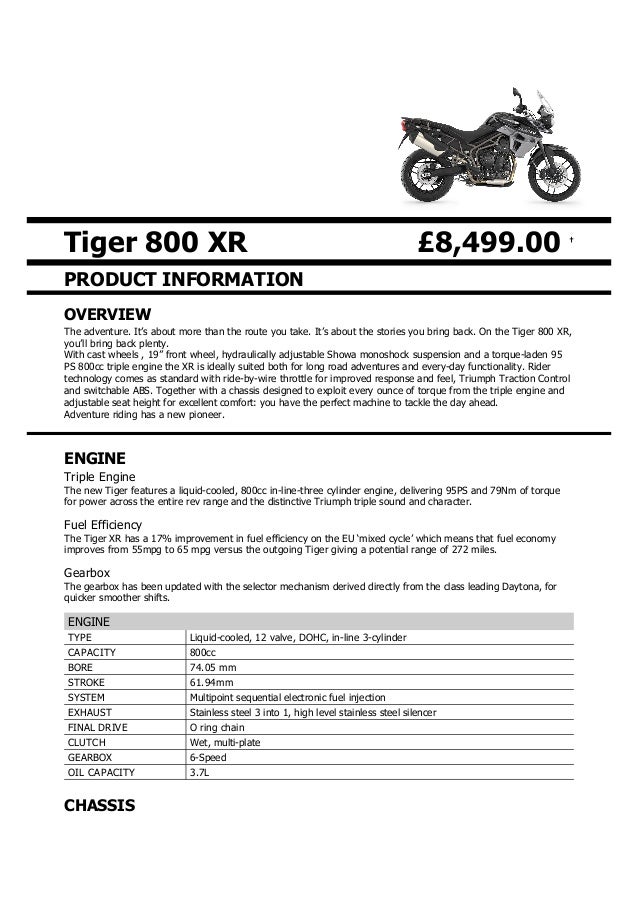 Triumph Tiger 800 Xr And Xrx Brochure