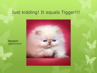 Just kidding! It equals Tigger!!!Random CAT!!!!!!!!!
