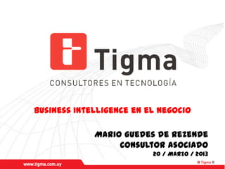 Tigma ®
Business Intelligence en el Negocio
Mario Guedes de Rezende
Consultor Asociado
20 / Marzo / 2013
 