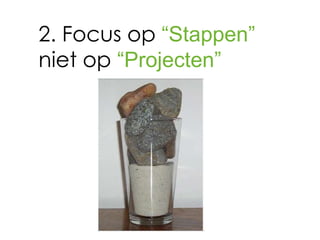 2. Focus op “Stappen”
niet op “Projecten”
 