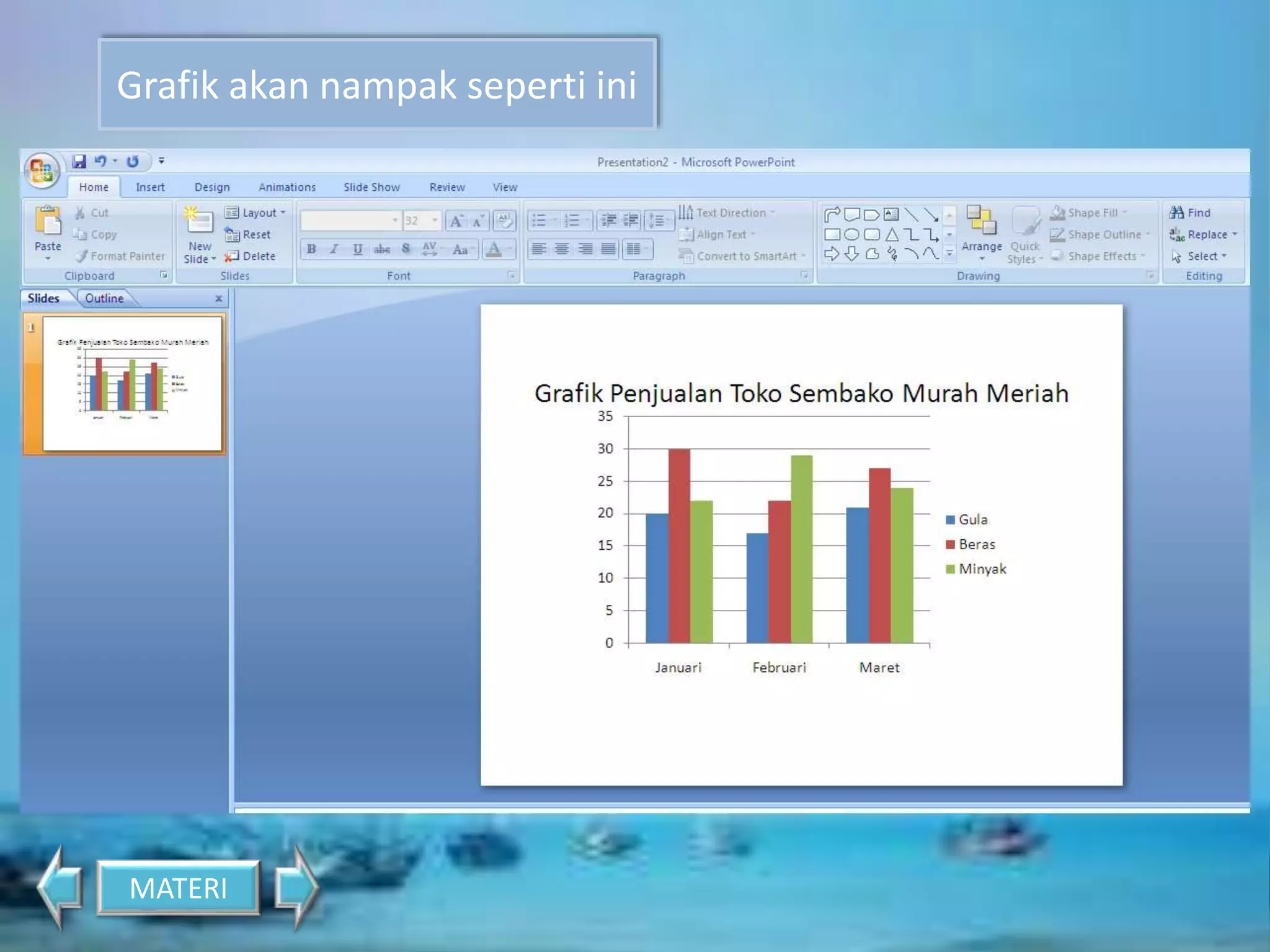 Grafik akan nampak seperti ini 
MATERI 
 