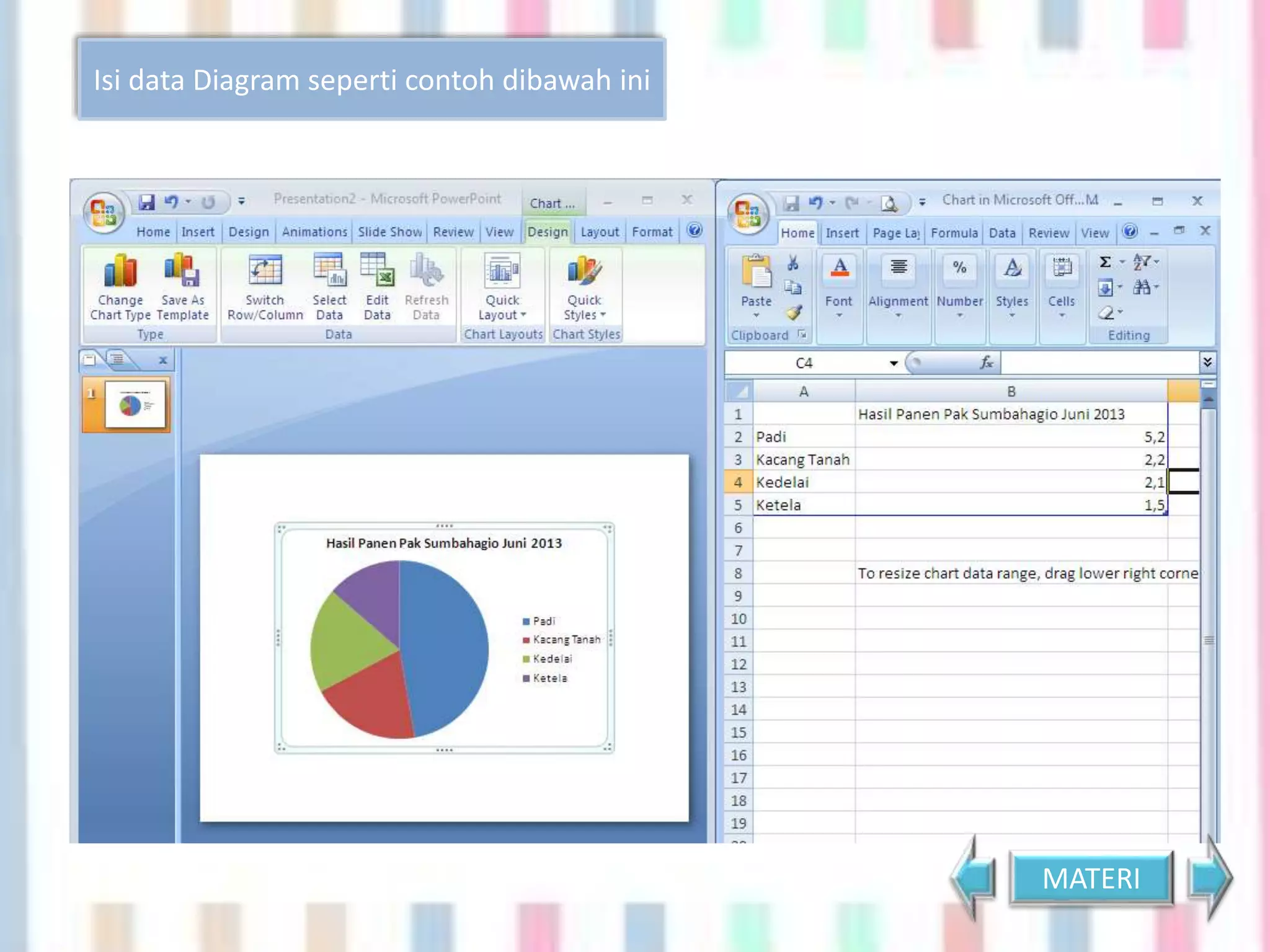 Isi data Diagram seperti contoh dibawah ini 
MATERI 
 